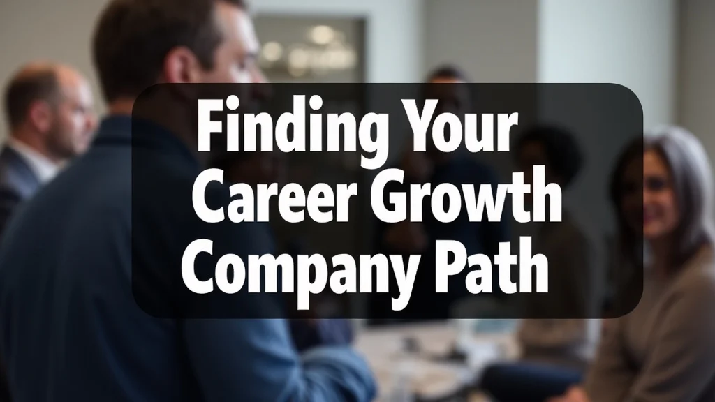 The image shows a diverse group of professionals collaborating and navigating a path towards career growth.
